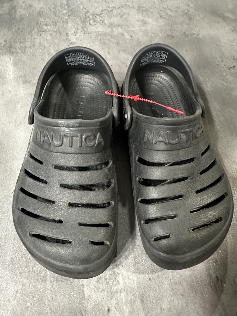 Nautica Black Vented Slip-On Clogs with Red Tag